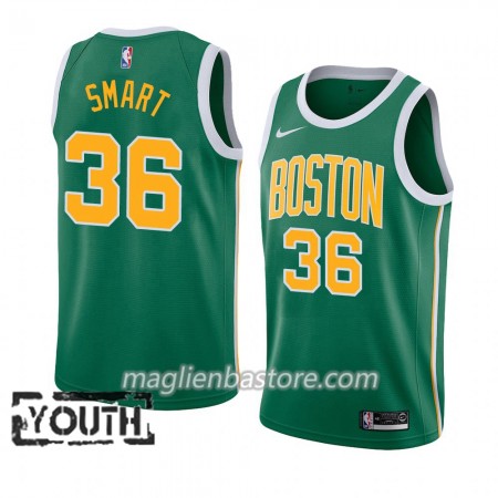 Maglia NBA Boston Celtics Marcus Smart 36 2018-19 Nike Verde Swingman - Bambino